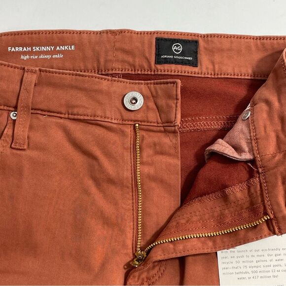 NWT AG Adriano Goldschmied Farrah High-Rise Skinny Ankle Jeans Size 32 Rust Pant - Picture 5 of 9